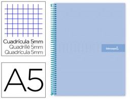 Cuaderno espiral Liderpapel Crafty A5 tapa extradura 120h micro 90g c/5mm. color celeste